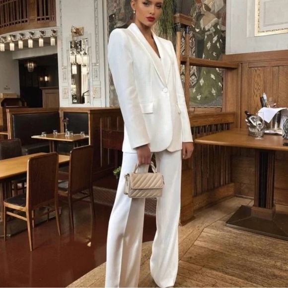 Zara blazer white waisted tailored tuxado suit jacket - Picture 3 of 12